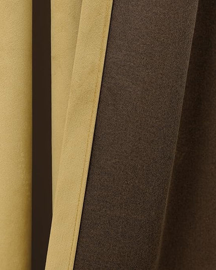 KOUFALL Gold Velvet Curtains 63 Inch Length for Living Room, Luxury Christmas Black Out Art Deco Curtains for Bedroom Dining Room