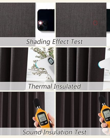 Guken 100% Blackout Curtains 108 Inch Length 2 Panels Set for Living Room Bedroom Back Tab Thermal Insulated Black Out Linen Drapes Room Darkening Cocoa Coffee,52x108