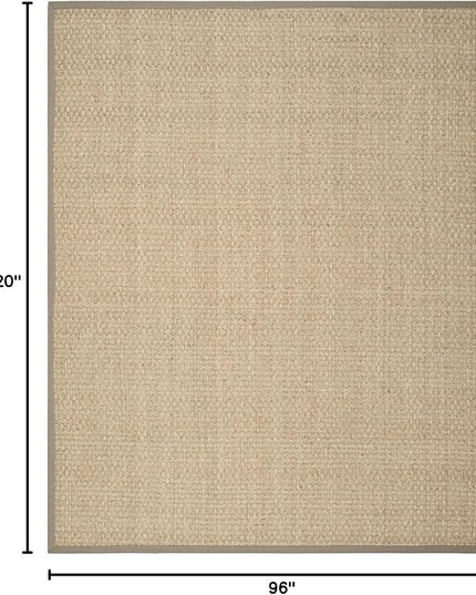 SAFAVIEH Area Rug 8x10 - Natural Fiber Collection - Large - Natural & Grey, Seagrass, Basketweave Pattern (NF114P)