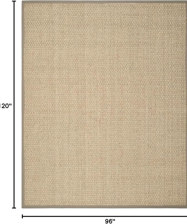 SAFAVIEH Area Rug 8x10 - Natural Fiber Collection - Large - Natural & Grey, Seagrass, Basketweave Pattern (NF114P)