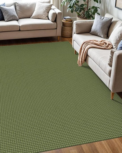 KOZYFLY Washable Area Rug 5x7 ft Rubber Backed Non Slip Rugs for Living Room Braided Cotton Bedroom Rug Woven Office Rugs Indoor Floor Carpets for Dining Bedroom Living Room, Bright Green/Earthy Green