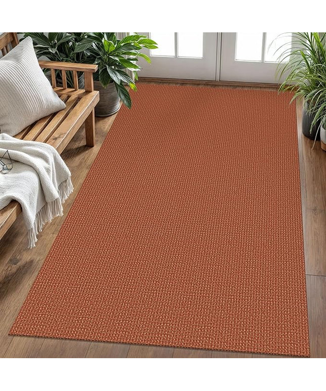 KOZYFLY Washable Area Rug 4x6 ft Non Slip Rubber Backed Living Room Rugs Braided Woven Cotton Kitchen Rugs Indoor Outdoor Entryway Rug Floor Carpet for Dining Living Room Bedroom, Orange/Tan