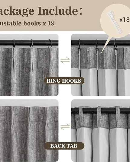 MYSKY HOME Dark Grey Blackout Curtains 108 inches Long Pinch Pleated Curtains for Living Room Bedroom 100% Room Darkening Black Out Window Drapes with Hooks Back Tab, 40" Wide per Panel, 2 Pieces