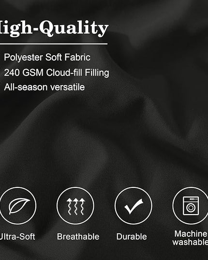 Monbix King Size Comforter Set - 7 Pieces Bed in a Bag King, Black Bedding Sets with Comforter, All Seasons Down Alternative Comforter Bed Set with Sheets, Pillowcases & Shams