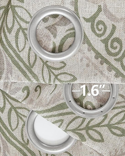 jinchan Linen Textured Curtains for Living Room Darkening 96 Inches Long, Medallion Drapes for Bedroom, Damask Pattern Window Treatments Vintage Curtain Panels, 2 Panels Sage Green on Greige
