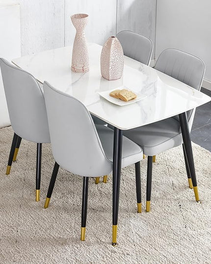 Dining Room Table Set for 4,Small Dining Table Set for 4, Sintered Stone Kitchen Table Top and Modern Chairs Set of 4 for Kitchen Dining Room, Small Space