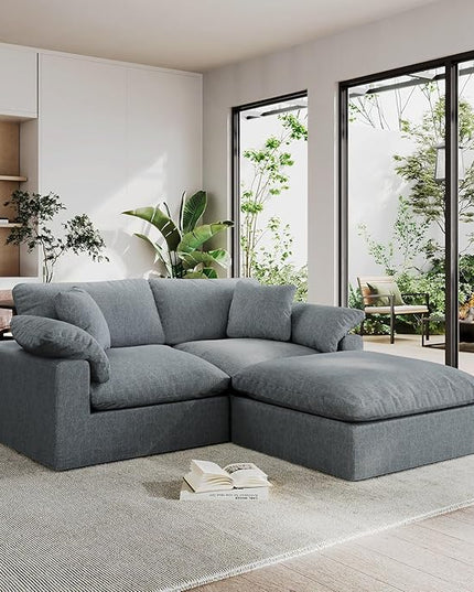 Modular Sectional Sofa Cloud Couch,Down Filled Comfy Cloud Modern Sofa,L Shape Oversized Couch Cushion Covers Removable for Living Room,Light Blue