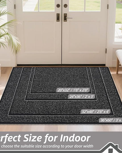 BEQHAUSE Dirt Trapper Door Mat 36" x 60", Non-Slip Washable Doormats Entrance Mat, Dirt Resistant and Absorbent Welcome Mat, Low Profile Floor Mats for Front Back Door and Entryway, Black