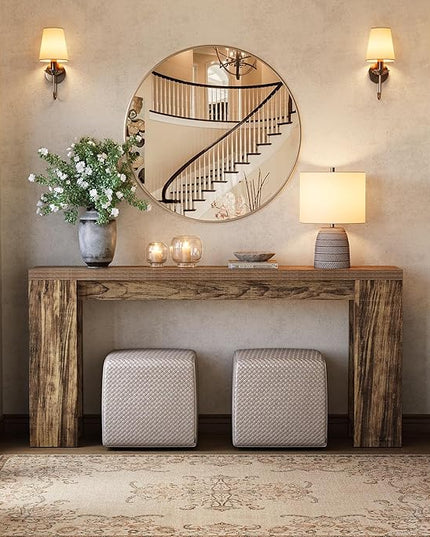 LITTLE TREE 70.9-Inch Long Entryway Table, Narrow Farmhouse Sofa Console Table for Living Room, Hallway, Walnut Brown