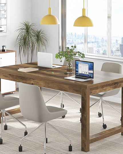 Tribesigns Modern Computer Desk, 63 x 31.5 inch Large Office Desk Computer Table Study Writing Table Workstation for Home Office, Brown Wood