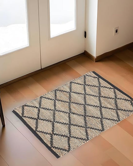 REDEARTH · Jute Cotton Area Rug - 2'x3' Rectangular Rug, Sustainable Handwoven, Non-Shedding, Soft & Durable – Reversible, Neutral Tones for Home Décor in Living Room, Dining Room, Bedroom