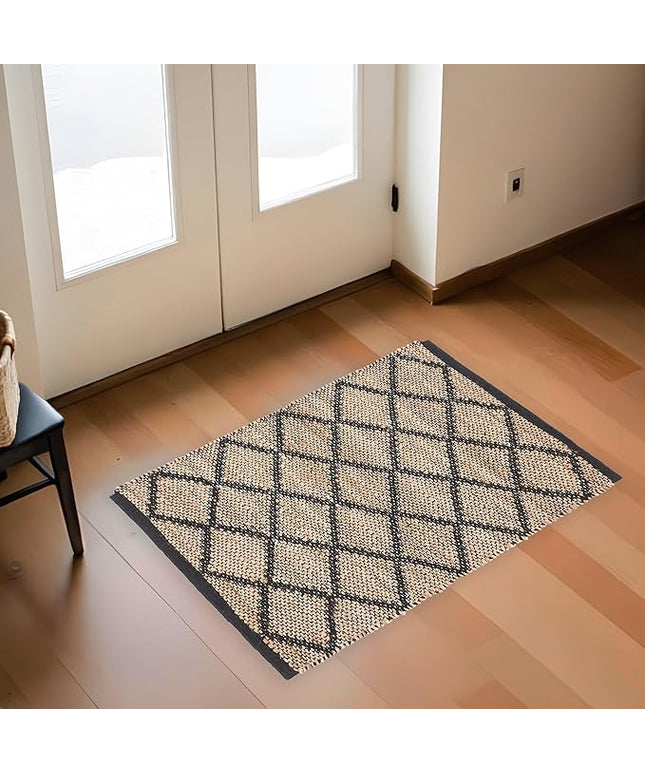 REDEARTH · Jute Cotton Area Rug - 2'x3' Rectangular Rug, Sustainable Handwoven, Non-Shedding, Soft & Durable – Reversible, Neutral Tones for Home Décor in Living Room, Dining Room, Bedroom