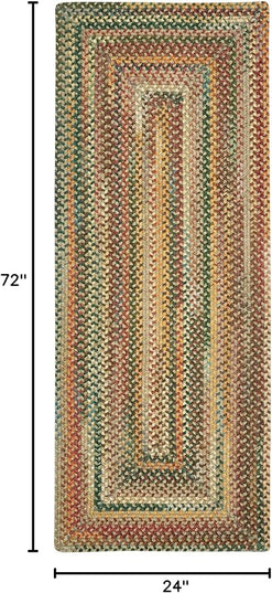 Capel American Heritage Tan Multi 2' 0" X 6' 0" Runner Concentric Rectangle Braided Rug