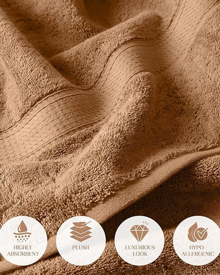 Superior Egyptian Cotton Pile 6 Piece Towel Set, Includes 2 Bath, 2 Hand, 2 Face Towels/Washcloths, Ultra Soft Luxury Towels, Thick Plush Essentials, Guest Bath, Spa, Hotel Bathroom, Rust