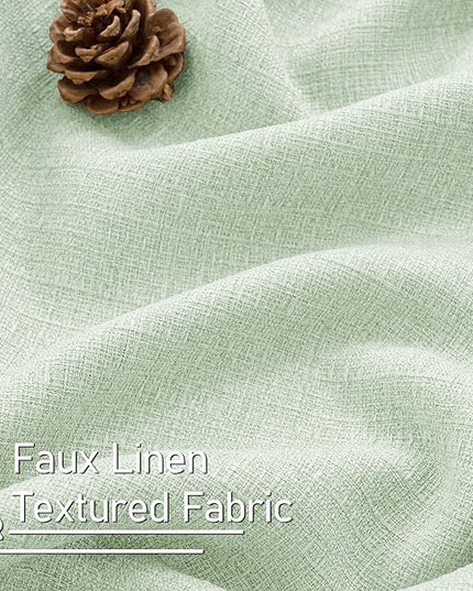 LAMIT Light Green Linen Curtains for Living Room 84 inch Length 2 Panels, Linen Blended Thermal Insulated Curtains Privacy Grommet Window Drapes for Bedroom, Set of 2 Panels, 52 x 84 Inch