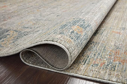 Loloi Magnolia Home by Joanna Gaines Millie Collection MIE-04 Slate/Multi 5'-3" x 7'-6", .25" Pile Height, Area Rug
