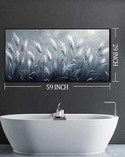 Home Decor Botanical Wall Art Reed Wall Paintings Black Framed Wall Decor Big Pictures 29"x 59"