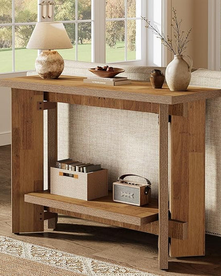 Tribesigns 41 Inches Rustic Sofa Console Table with Storage Shelf, 2-Tier Wooden Small Entryway Table Behind Couch for Living Room, Hallway, Entrance, Foyer