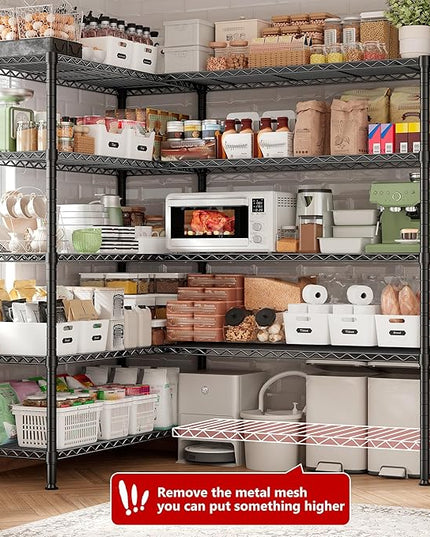 REIBII 70" W Storage Shelves Load 1600LBS,Metal Shelving 5-Tier Wire Shelving Unit Garage Shelving for Storage Adjustable Metal Shelves for Pantry Kitchen Garage Commercial, 70" W*15.8" D*72.4" H