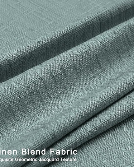 Jacquard Linen Curtains 72 inch Length 2 Panels Thick Faux Linen Blended Window Drapes Burlap Textured Curtains with Grommet for Living Room Bedroom Farmhouse (52x72 Lake Blue) Natural