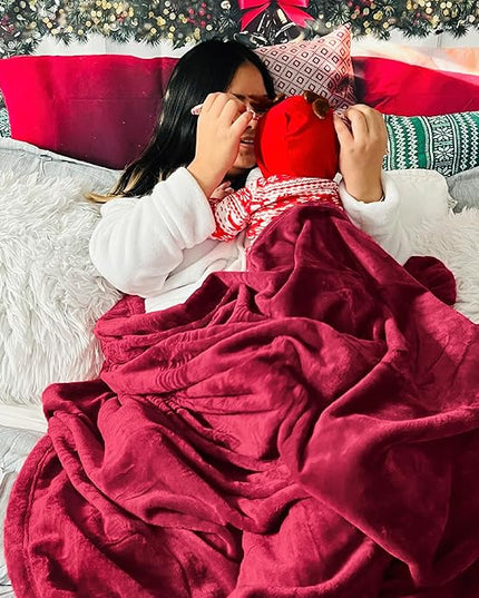 Bedsure GentleSoft Fleece Throw XL Blanket Red - 300GSM Soft Lightweight Plush Cozy Blankets for Bed, Sofa, Couch, Travel, Camping, 50x70 inches
