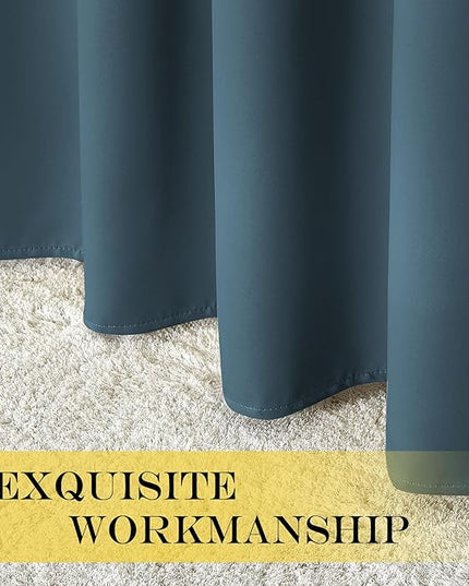 NICETOWN Blackout Short Curtain 63 inches Long for Windows, Thermal Insulated Curtain Grommet Room Darkening Window Treatment for Bedroom/Living Room, 1 Panel, W46 x L63, Smoky Blue