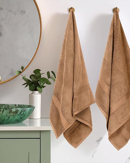 Superior Egyptian Cotton Pile Bath Towel Set of 2, Ultra Soft Luxury Towels, Thick Plush Essentials, Absorbent Heavyweight, Guest Bath, Hotel, Spa, Home Bathroom, Shower Basics, Rust