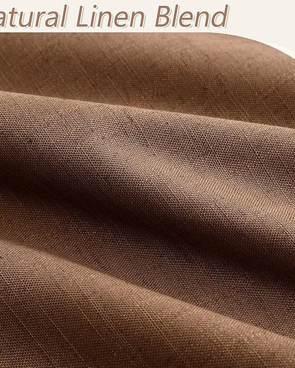 Guken 100% Blackout Linen Curtains 108 Inch Length 2 Panels Set for Living Room Bedroom Back Tab Thermal Insulated Black Out Linen Drapes Room Darkening Window Curtains,Caramel Brown