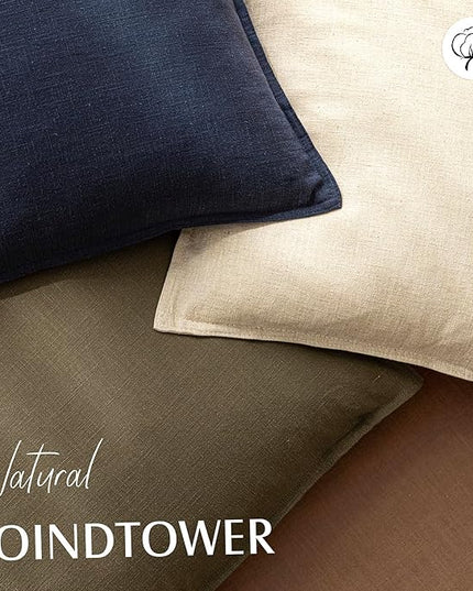 Foindtower Pack of 2, Decorative Linen Soild Throw Pillow Covers Soft Accent Cushion Case Boho Farmhouse Pillowcase for Chair Couch Sofa Bedroom Living Room Home Decor 24 x 24 Inch Light Khaki Brown