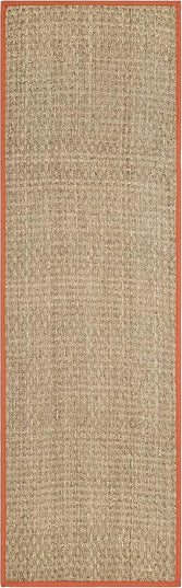 SAFAVIEH Natural Fiber Collection Runner Rug - 2'6" x 10', Natural & Rust, Seagrass, Basketweave Pattern with Border (NF114Y)