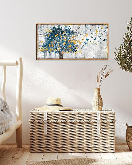 Framed Canvas Wall Art for Living Room Bedroom Office Large Tree of Life Wall Art Butterfly Tree Picture Modern Canvas Prints Decor Size 20x40