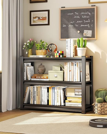 Storage Shelves, Garage Metal Shelving Unit, Adjustable, Double-Layer Column with Reinforced Ribs, Heavy-Duty, Capable of Bearing 600-3600 lbs (Black, 32 * 16 * 12, 3-Tier)