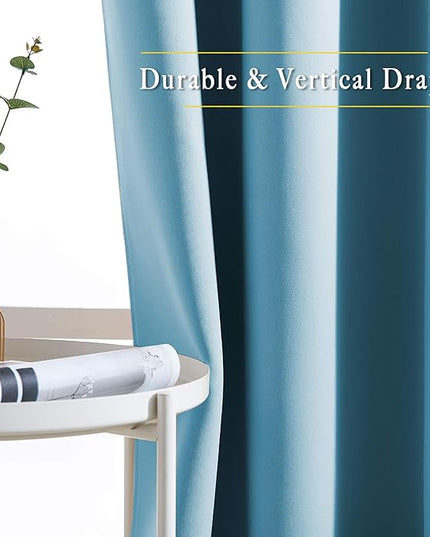 NICETOWN Blackout Curtains Panels for Window - Window Treatment Thermal Insulated Grommet Blackout Drapes for Bedroom (Teal Blue=Light Blue, Double Panels, 52 by 84 Inch)
