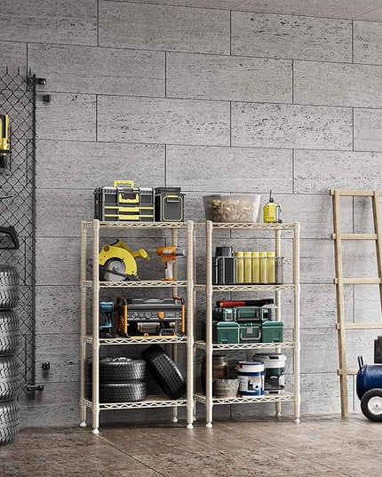 1000 lbs 4-Shelf Standing Storage Shelves Heavy Duty Metal Shelving Unit Adjustable Wire Rack for Office Garage Kitchen, Light Tan 11.8 D x 23.6" W x 47.5" H