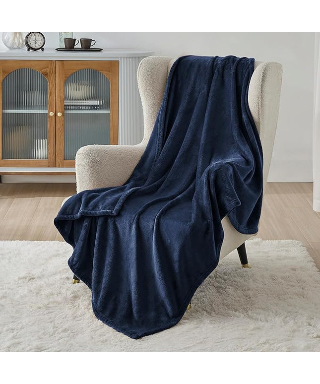 Bedsure GentleSoft Fleece Throw XL Blanket Navy - 300GSM Soft Lightweight Plush Cozy Blankets for Bed, Sofa, Couch, Travel, Camping, 50x70 inches