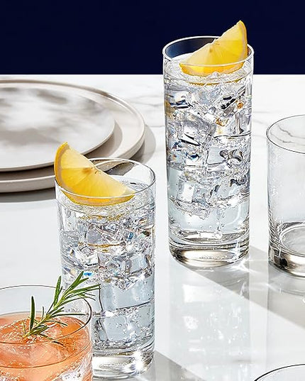 LEMONSODA Premium Highball Glass Set - Elegant Tom Collins 15oz Glasses Set of 6 Tall Drinking Water Glasses - Bar Glassware for Cocktail, Mojito, Whiskey (Set of 6)