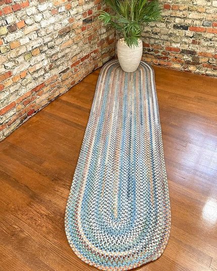 Capel American Heritage Legacy Blue 2' 0" X 6' 0" Runner Oval Braided Rug