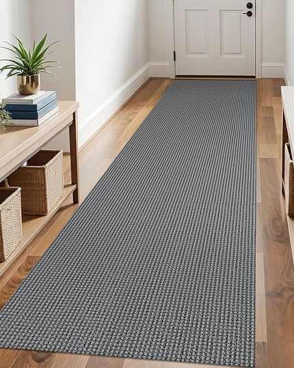KOZYFLY Runners for Hallways 3x10 ft Washable Kitchen Runner Non Slip Rubber Backed Hallway Rugs Cotton Entryway Runner Rug Floor Carpet for Indoor Hall, Backdoor, Kitchen, Grey/Dark Grey