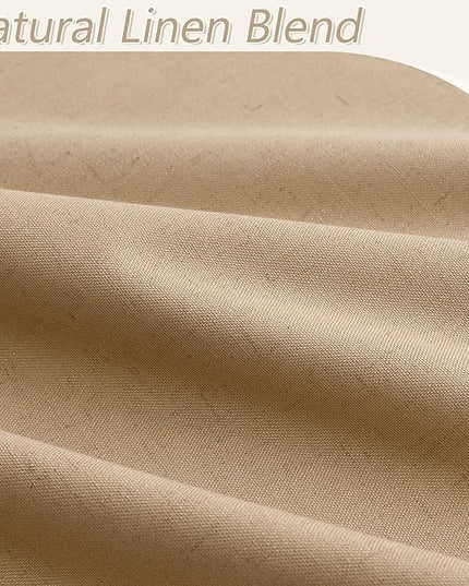 Guken 100% Blackout Linen Curtains 96 Inch Length 2 Panels Set for Living Room Bedroom Back Tab Thermal Insulated Black Out Linen Drapes Room Darkening Window Curtains,Camel Brown