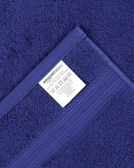 Amazon Basics 6 Piece hand towels for bathroom, Fade Resistant 100% Cotton Hand Towels, soft absorbent bathroom hand towels 6 - Pack (26''x16''), Navy Blue