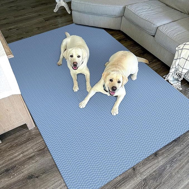 KOZYFLY Washable Entryway Rug 3x5 Ft Area Rugs Cotton Rubber Backed Throw Rugs Indoor Door Mat Kitchen Rugs Braided Floor Carpet for Front Entrance Bathroom Kitchen Living Room, Blue