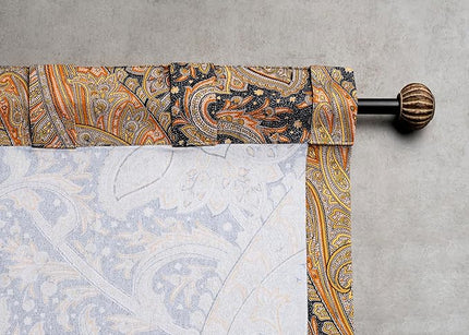 Maison d' Hermine Curtains for living room 100% Cotton 124 inch length Two Panels Light Filtering Curtains for Bedroom Windows with rod and loop Pockets Drapes (Kashmir Paisley Graphite, 50"W x 124"L)