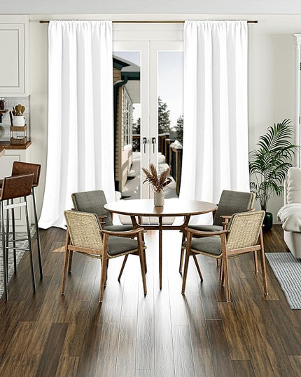 BGment White Blackout Curtains for Living Room 95 Inches Length, Extra Long 2 Panels Window Curtains Thermal Insulated Soundproof Heavy Soft Room Darkening Curtains with Rod Pocket, Each Panel 55 Wide