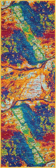 Rugs.com Calypso Collection Rug – 6 Ft Runner Multi Medium Rug Perfect for Hallways, Entryways