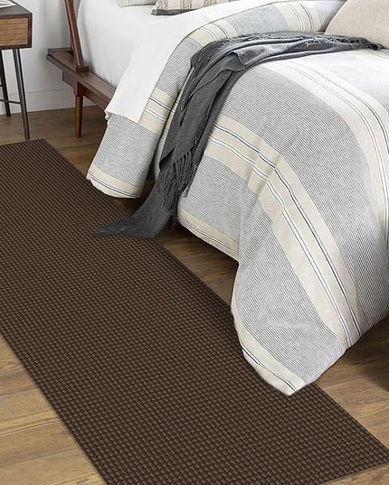 KOZYFLY Runners for Hallways 2x7 ft Washable Kitchen Runner Non Slip Rubber Backed Hall Runners Cotton Entryway Runner Rugs Floor Carpet for Indoor Backdoor Bedroom Kitchen, Reddish Brown/Coffee