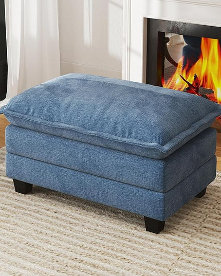 WorthFurni Cloud Couch Ottoman Modular Sectional Sofa, Comfy Deep Seat Cushion for Apartment Living Room Bedroom (Blue)