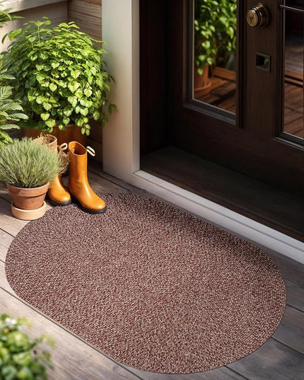 Seasons SE75 Summer Red 4' x 6' Oval - Braided Area Rug, Home Decor, Floor Mat or Bedroom Rug - Easy Care, Ideal for High Traffic Areas in Hallway and Living Room - Made in USA