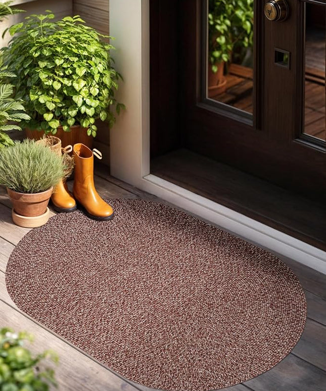 Seasons SE75 Summer Red 3' x 5' Oval - Braided Area Rug, Home Decor, Floor Mat or Bedroom Rug - Easy Care, Ideal for High Traffic Areas in Hallway and Living Room - Made in USA