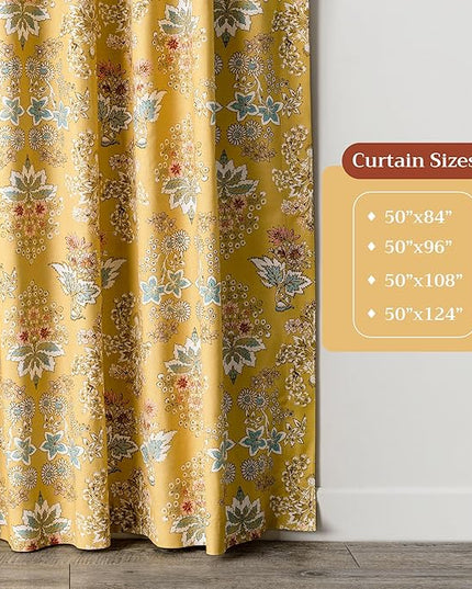 Maison d' Hermine Curtains for Living Room 100% Cotton 96 inch Length Two Panels Light Filtering Curtains for Bedroom Windows with Rod and Loop Pockets Drapes (Marquise Yellow, 50" W x 96" L)