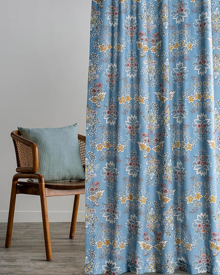 Maison d' Hermine Curtains for Living Room 100% Cotton 108 inch Length One Panel Light Filtering Curtains for Bedroom Windows with Rod and Loop Pockets Drapes (Marquise Blue, 50" W x 108" L)